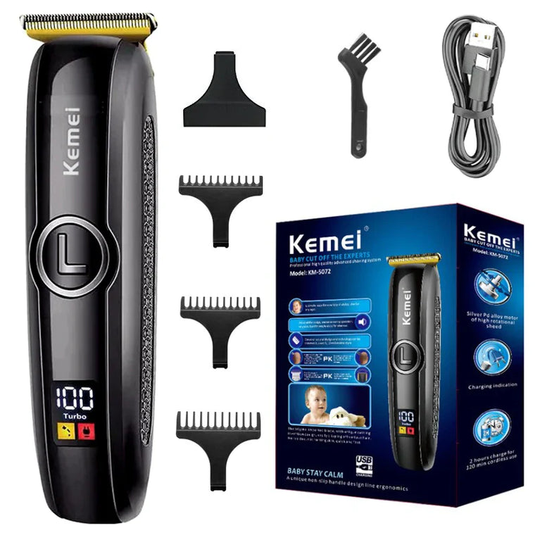 Kemei KM-5072 Professional Trimmer | Digital | T-Blade | Lithium Batteries