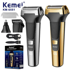 Kemei KM-6551 3 in 1  Grooming KIt | Digital | Lithium Batteries | Trimmer | Shaver | Nose Trimmer - Kemei Pakistan