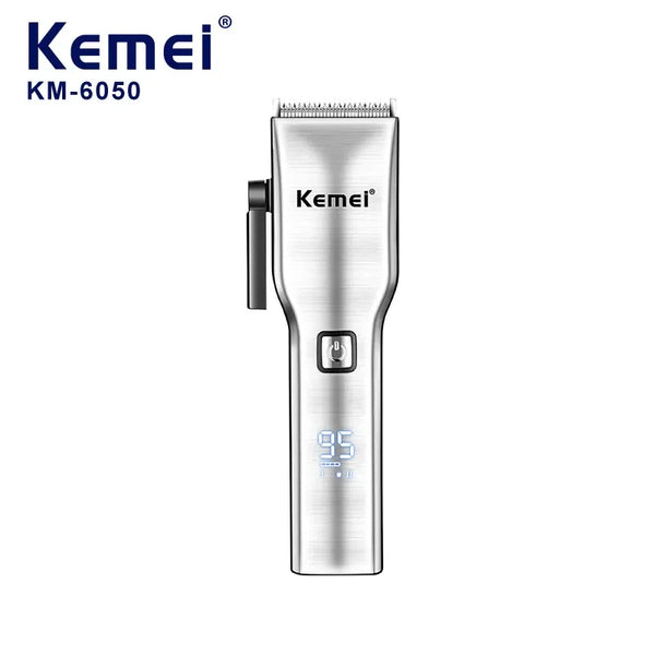 Kemei KM-6050 Professional hair Trimmer | Digital | Lithium Batteries | 8 Guiding Combs - Kemei Pakistan