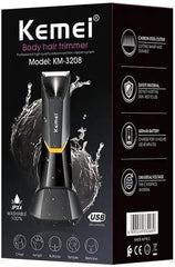 Kemei KM-3208 Men Balls Trimmer | Under Leg & Arm Private Part Timmer | Body Groomer