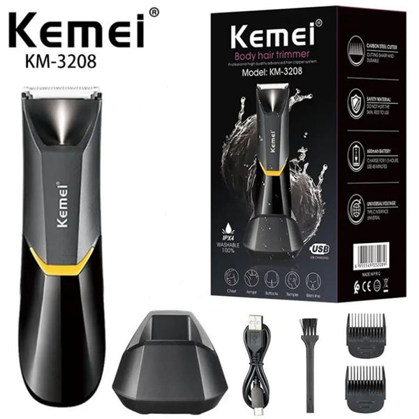 Kemei KM-3208 Men Balls Trimmer | Under Leg & Arm Private Part Timmer | Body Groomer