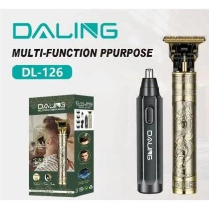 Daling DL-126 2-in-1 Multi-Functional Hair Clipper, Beard Trimmer & Nose Trimmer – Cordless Precision Grooming Tool