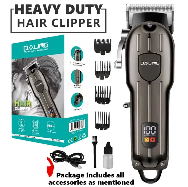 Daling DL-1538B Professional Cordless Hair Clipper & Beard Trimmer with Digital Display – Precision Grooming Tool for Men