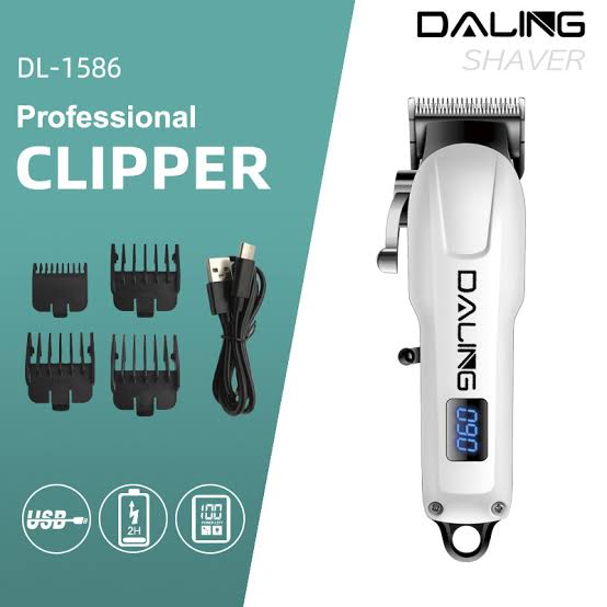 Daling DL-1586 Professional Stainless Steel Hair Clipper, Beard Trimmer & Precision Trimmer with Digital Display – Grooming Tool for Men