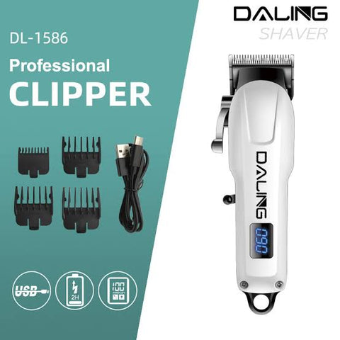 Daling DL-1586 Professional Stainless Steel Hair Clipper, Beard Trimmer & Precision Trimmer with Digital Display – Grooming Tool for Men