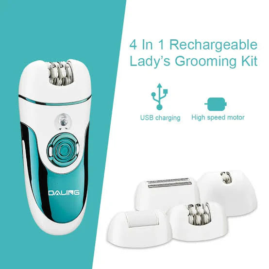 Daling DL-6018 Rechargeable Shaver, Ladies Epilator, Hair Remover – 4-in-1 Epilator with LED Charging Light, 2 Speed Settings, and Body Shaver for Smooth Skin