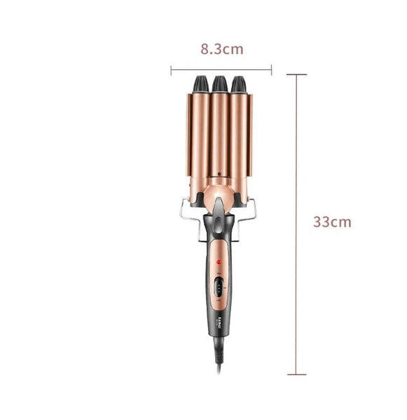 KM-1010 Foldable Three 3 Barrel Curler │ Waiver - Kemei Pakistan