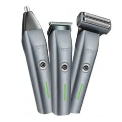 KM-1258 3 in 1 Grooming Kit with Shaver Trimmer & Nose Trimmer (Lithium Batteries) - Kemei Pakistan