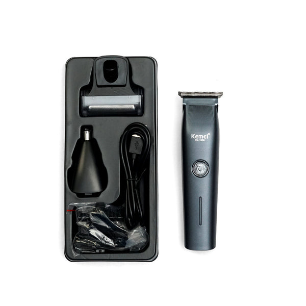 KM-1258 3 in 1 Grooming Kit with Shaver Trimmer & Nose Trimmer (Lithium Batteries) - Kemei Pakistan