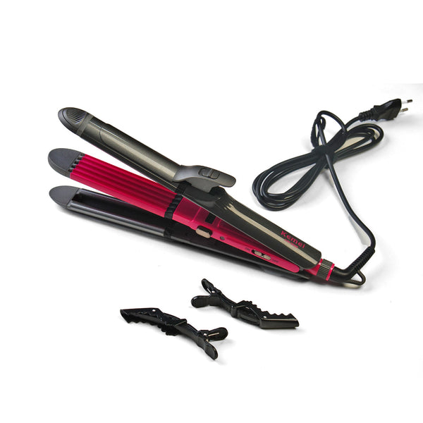 Kemei KM-1396 Beauty Styler 4 in 1 (Curler, Straightener, Waver & Crimper) - Kemei Pakistan