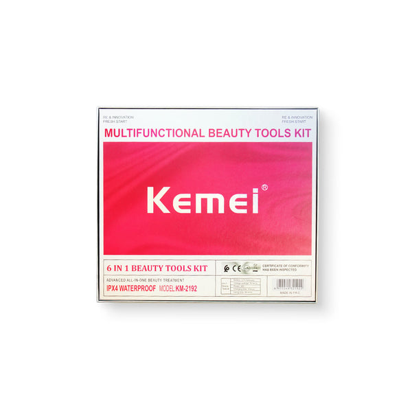 Kemei KM-2192  | 6 in 1 Beauty Tool Kit | Washable | Digital | Epilator | Shaver | Scrabber | Nose Trimmer | Massager | - Kemei Pakistan