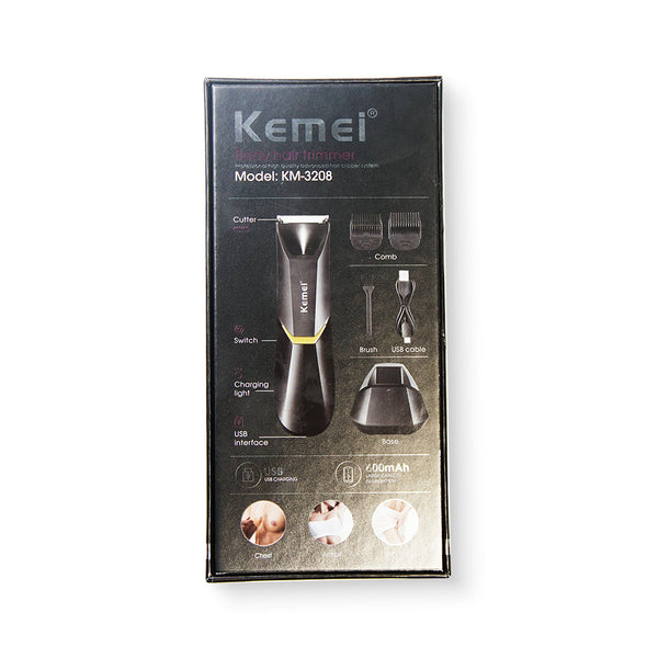 Kemei KM-3208 Men Balls Trimmer | Under Leg & Arm Private Part Timmer | Body Groomer