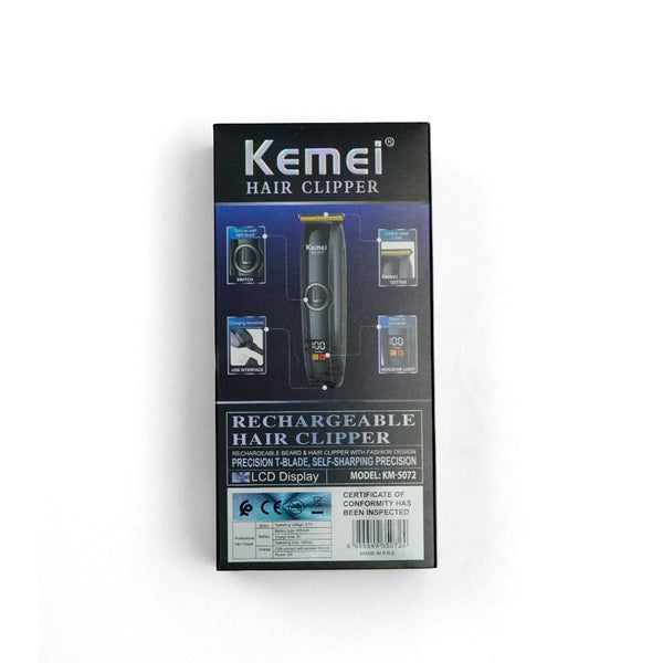 Kemei KM-5072 Professional Trimmer | Digital | T-Blade | Lithium Batteries - Kemei Pakistan