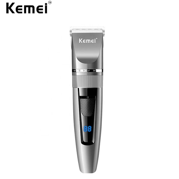 Kemei KM-5519 Hair Trimmer – Professional Beard Trimmer, Adjustable Combs, Ceramic Blades, Cordless with Lithium Battery, Digital Display