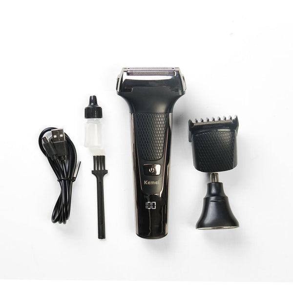 Kemei KM-6551 3 in 1  Grooming KIt | Digital | Lithium Batteries | Trimmer | Shaver | Nose Trimmer - Kemei Pakistan