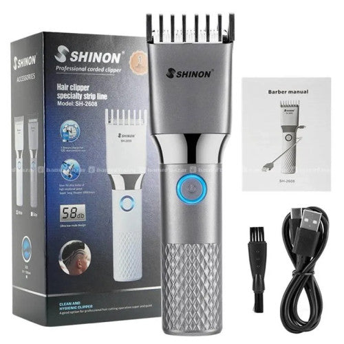 SHINON SH-2608 Hair Trimmer – Professional Beard Trimmer with LCD Display, Stainless Steel Blades, USB Charging, Adjustable Combs