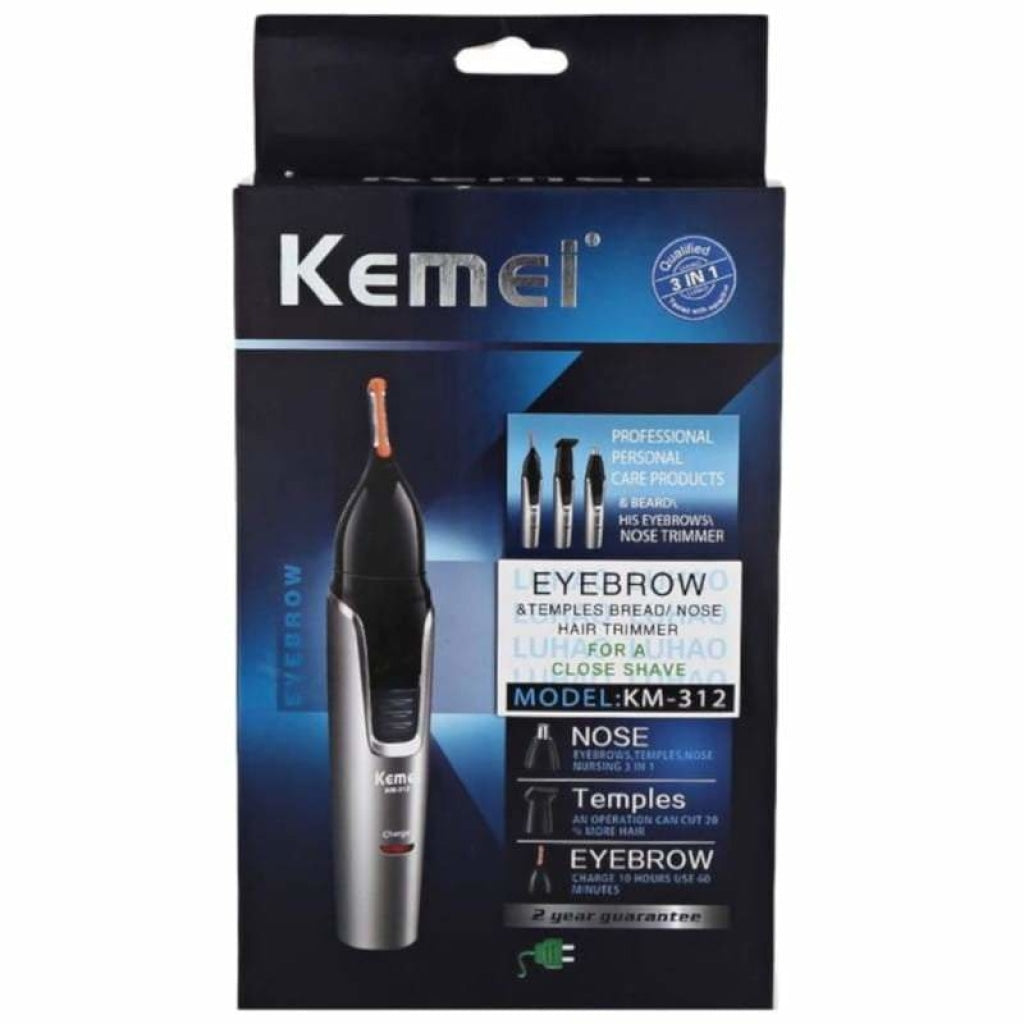 Kemei Km-312 3-In-1 Rechargeable Nose Eyebrow Ear Sideburns Hair Trimmer