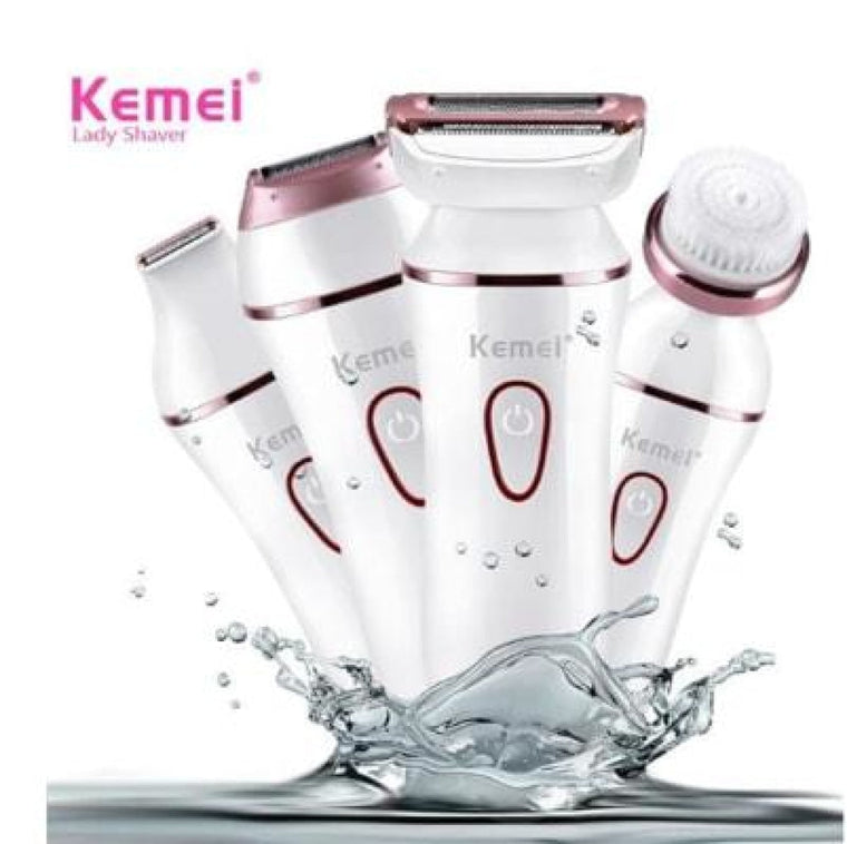 KM-7202 5 in 1 Shaver | Facial cleansing brush | Shaving Blade | Trimming Blade | 3 in 1 blade | Charging dock